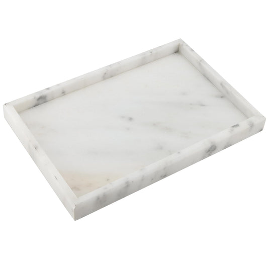 ZOENHOU 30 x 20cm Natural Marble Stone Tray, Starry White Rectangle Bathroom Tray Toilet Tank Storage Tray, Decorative Vanity Tray Holder for Coffee