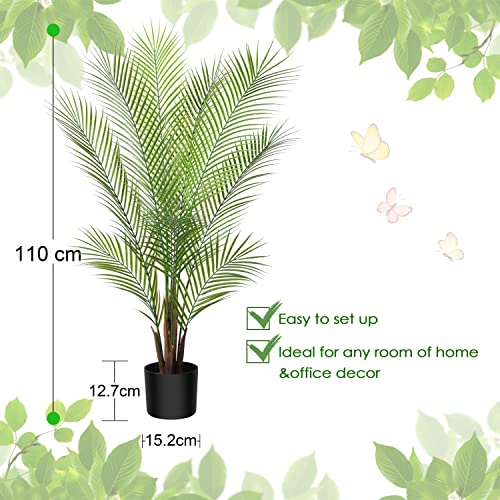 Kazeila Fake Plants 110cm Artificial Plant Indoor in Seagrass Plant Pot for Home Decoration(2Pack)