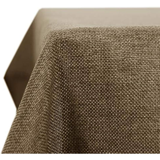 Deconovo Tablecloth Wipeable Solid Rectangle Faux Linen Table Cover for Painting 51x63in(130x160cm) Taupe