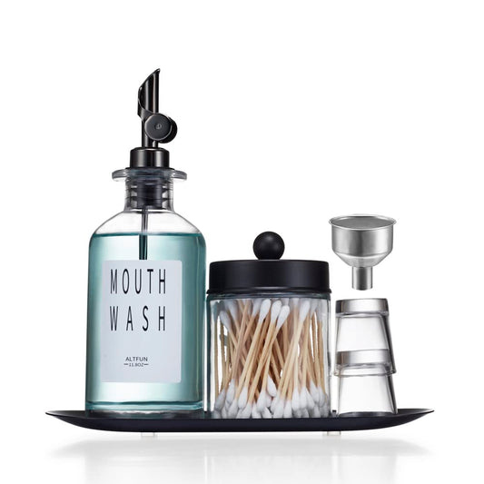 Altfun mouthwash dispenser for bathroom,glass mouth wash ...