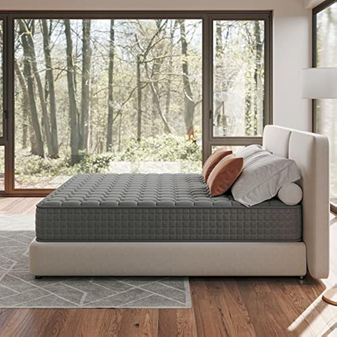 Vesgantti 3FT Single Mattress, 10 Inch Hybrid Mattress with Breathable Memory Memory Foam and Individually Pocket Spring - Medium Firm, Grey