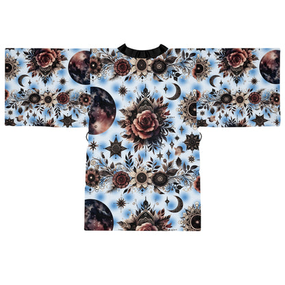 Chic Floral Kimono Robe for women with an exquisite floral pattern, perfect for luxurious comfort and boho chic bathrobe elegance.