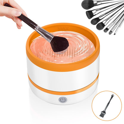 Makeup Brush Automatic Cleaning Device displaying its efficient operation, perfect for achieving perfectly clean brushes in a stylish beauty routine.