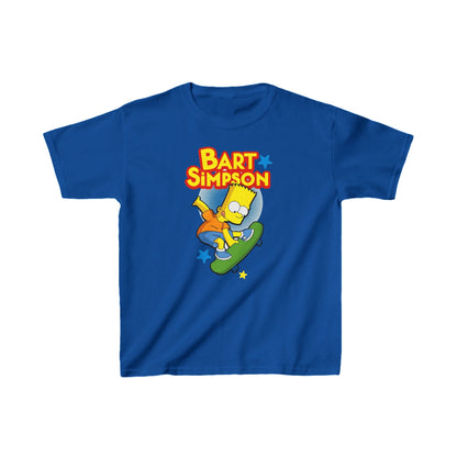 Luxurious Unisex Kids Bart Simpson Cotton T-Shirt in vibrant blue, showcasing a playful Bart Simpson design, ideal for stylish young trendsetters.