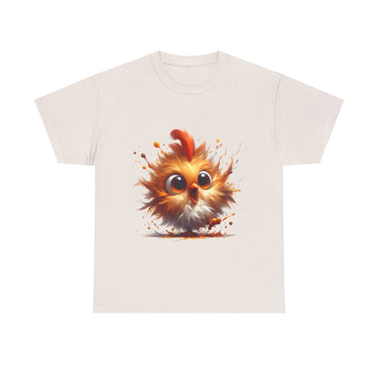 Explosive Joy Tee - Cartoon Bird Edition: This luxurious graphic t-shirt features a charming cartoon bird against a soft white background, embodying joy and style for the discerning fashion lover.