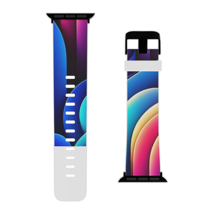Lifestyle image of the Vibrant Neon DesignVista Castle Apple Watch Band being worn, illustrating its perfect fit and modern abstract design by Dazzling Dreams Studio.