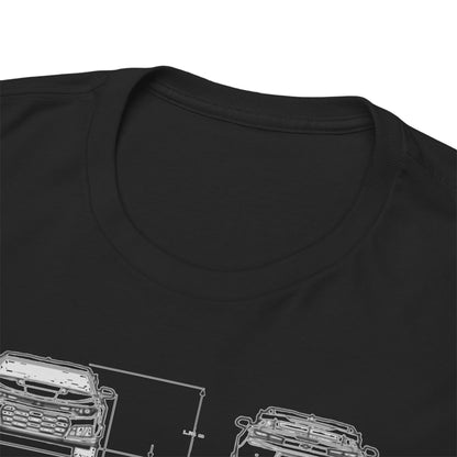 Close-up of a luxury T-Shirt featuring the Chevy Camaro ZL1 graphic design, highlighting meticulous details and craftsmanship in the neckline area.