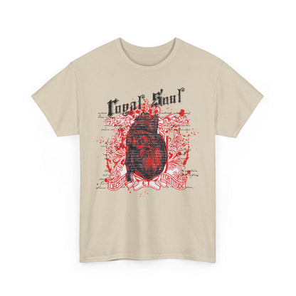Stylish beige graphic t-shirt featuring an intricate anatomical heart design with floral elements, embodying resilience and elegance.