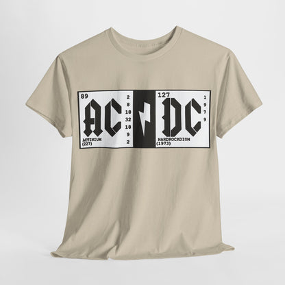 Elements AC DC Graphic T-Shirt featuring a stylish design with the elements 'AC' and 'DC' in bold fonts, perfect for a luxury urban outfit.