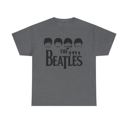 The Beatles Unisex Graphic Cotton T-Shirt featuring a vintage-style grey design with iconic Abbey Road logo, epitomising classic rock elegance.