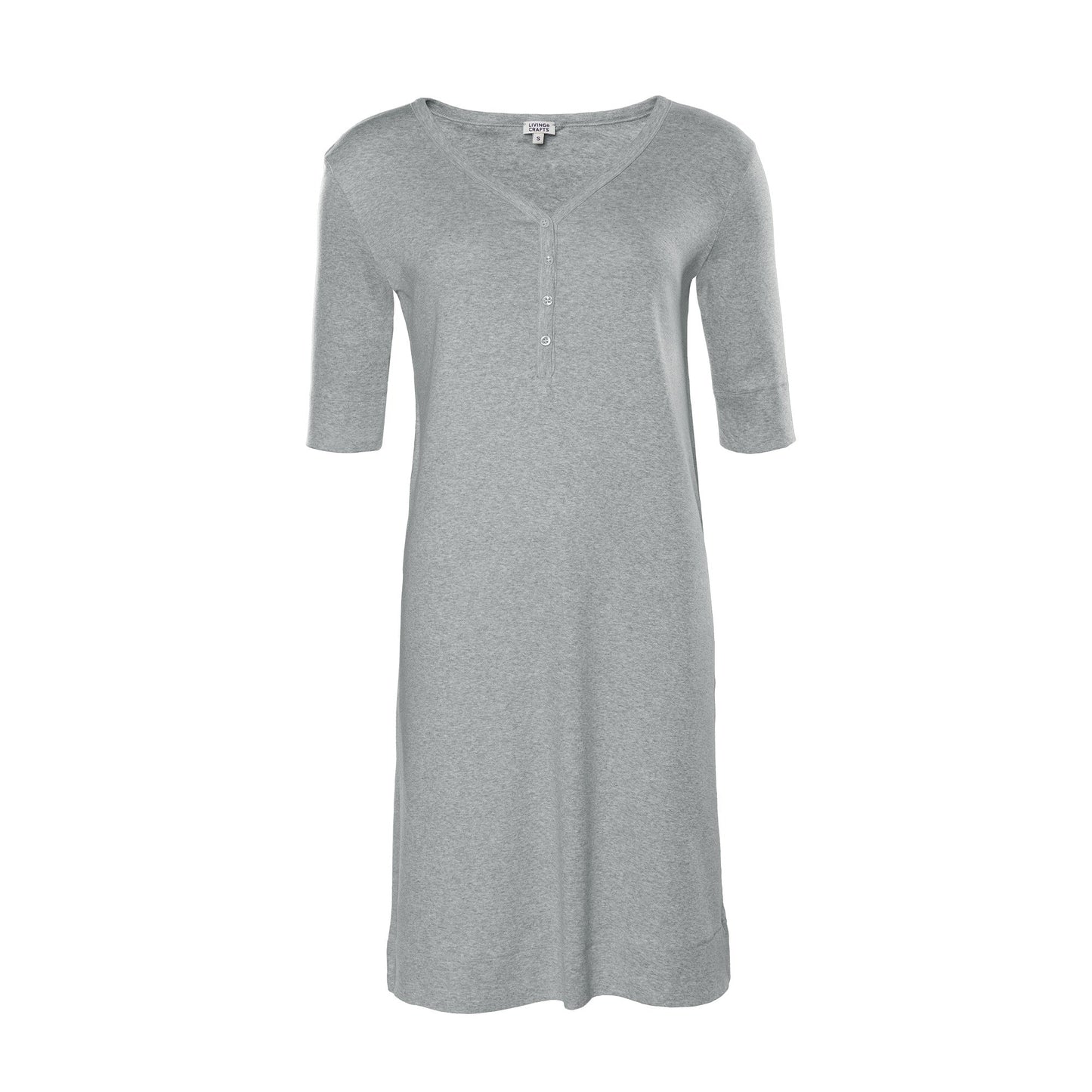 Luxury organic cotton night shirt for women, featuring elegant v-neckline and ribbed fabric, ideal for sleepwear.