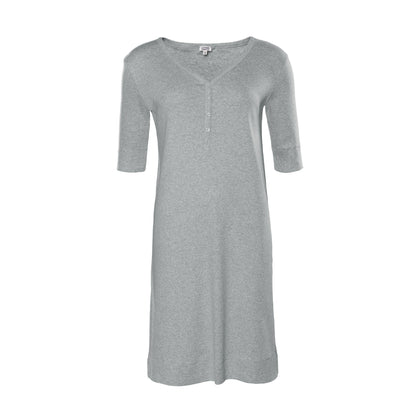 Luxury organic cotton night shirt for women, featuring elegant v-neckline and ribbed fabric, ideal for sleepwear.