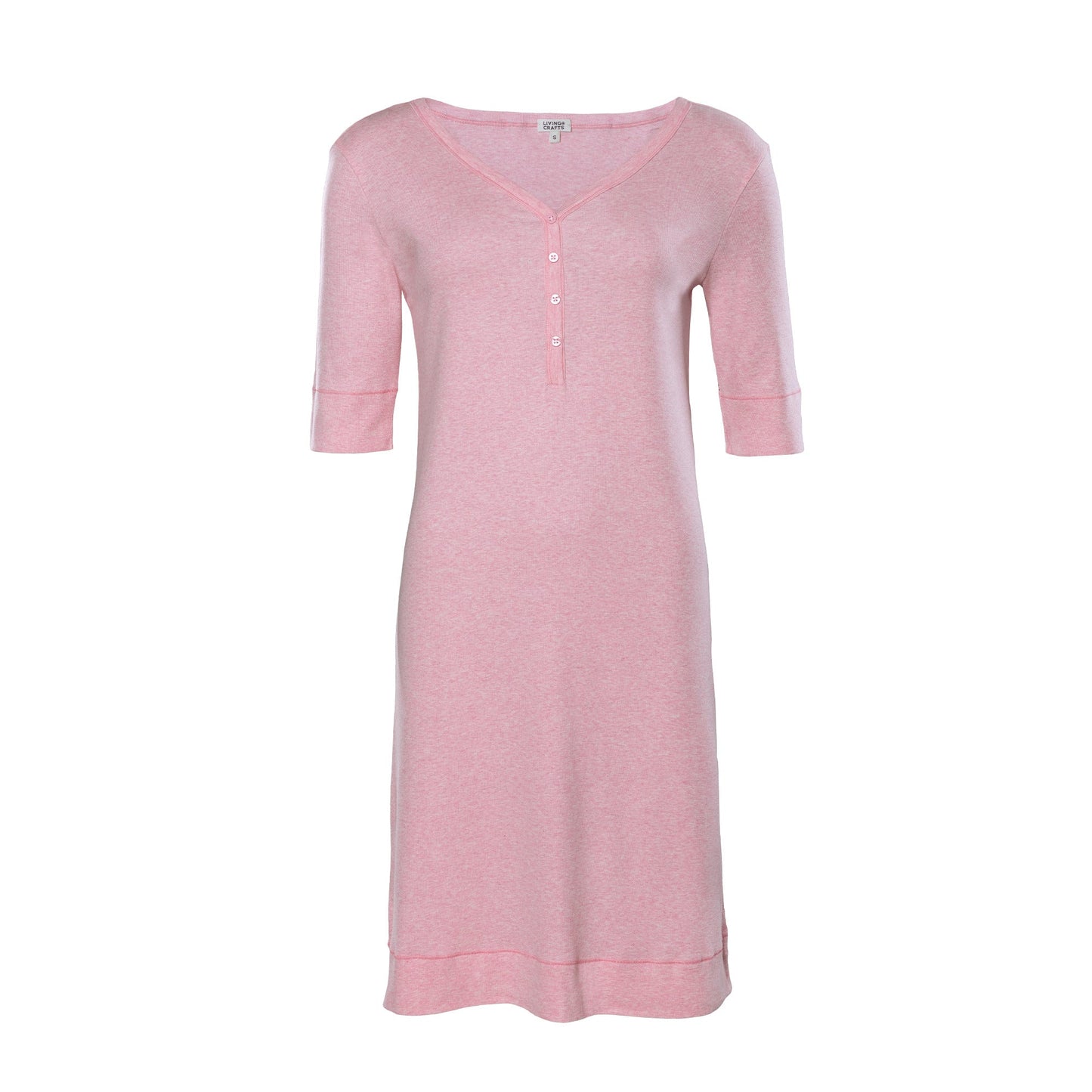 Stylish women's night shirt with buttons and wide v-neckline, made from 100% organic cotton for relaxed elegance.