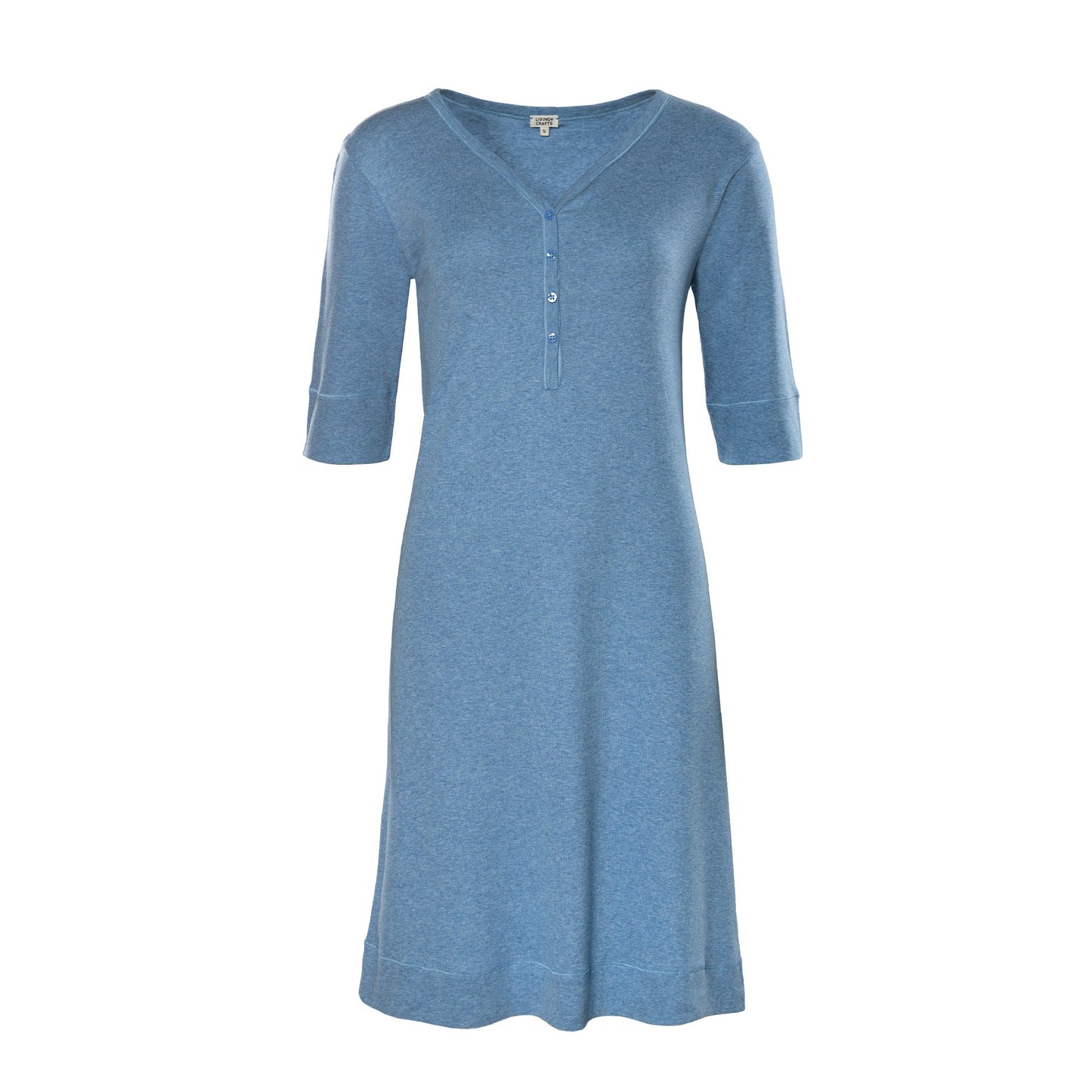 Chic and comfortable women's night shirt in organic cotton, showcasing a sophisticated look with versatile button details.