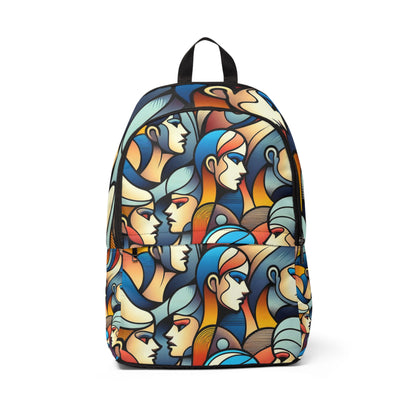 Geo Simplicity Fusion Backpack featuring comic-style abstract art, an exquisite design by Dazzling Dreams Studio, perfect for modern travellers.