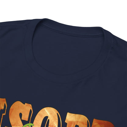 Close-up detail of the navy Usopp t-shirt's neckline, showcasing premium fabric quality and meticulous stitching for a luxurious feel.