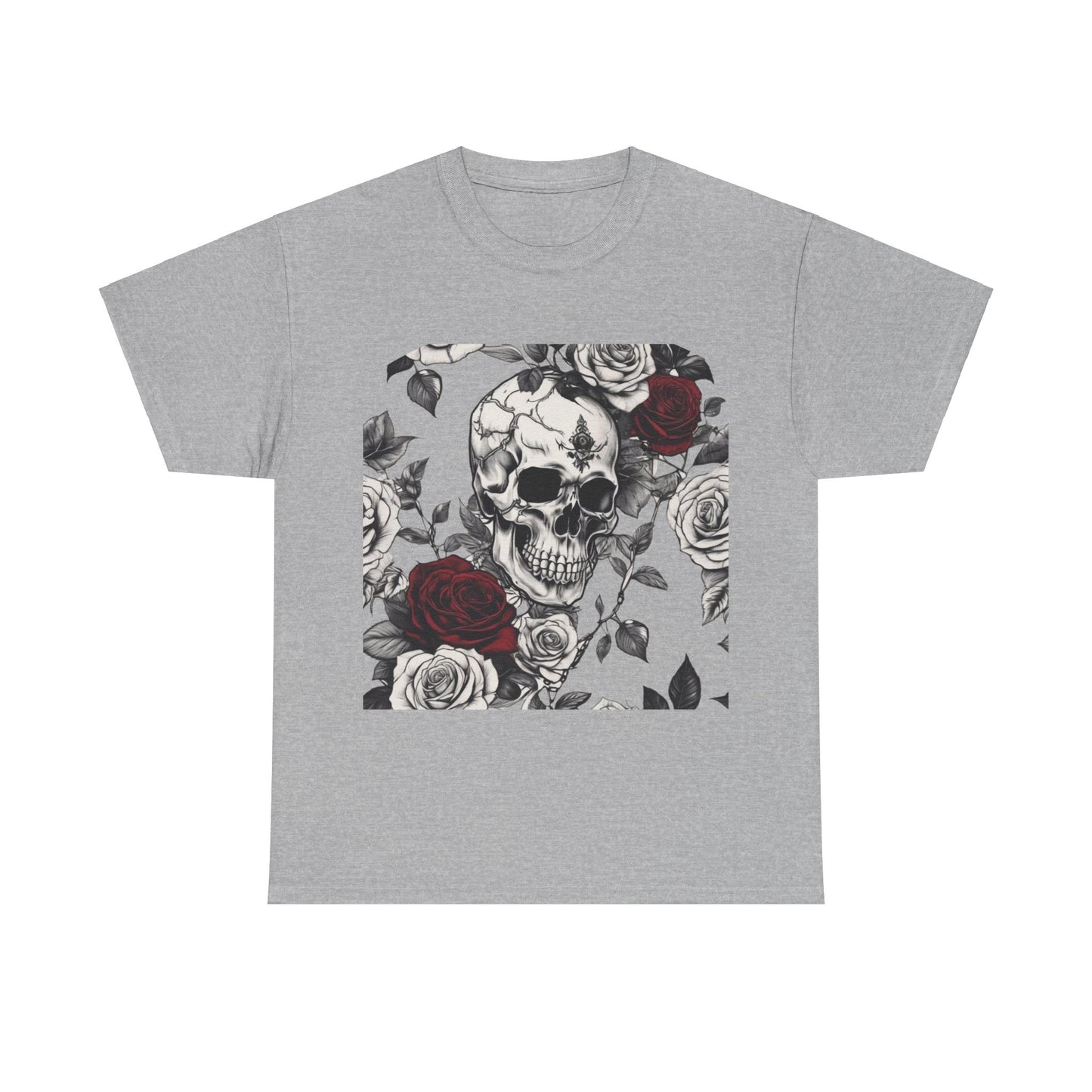 Skulls and Roses Cotton Tee, Unisex Graphic Shirt,