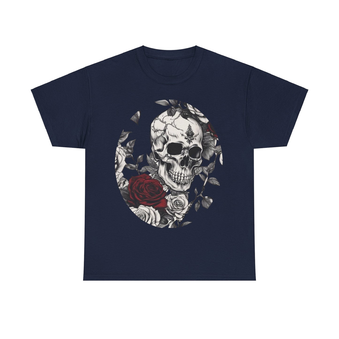 Skulls and Roses Cotton Tee, Unisex Graphic Shirt,