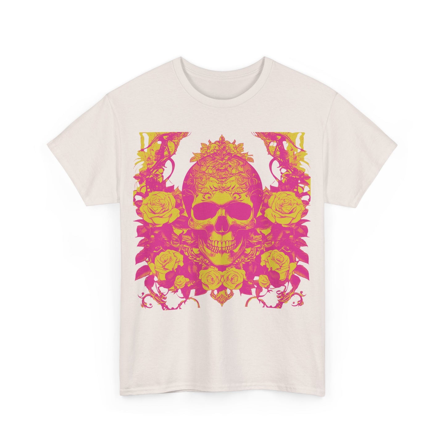 Skulls and Roses Cotton Tee, Unisex Graphic Shirt, 7 color choice