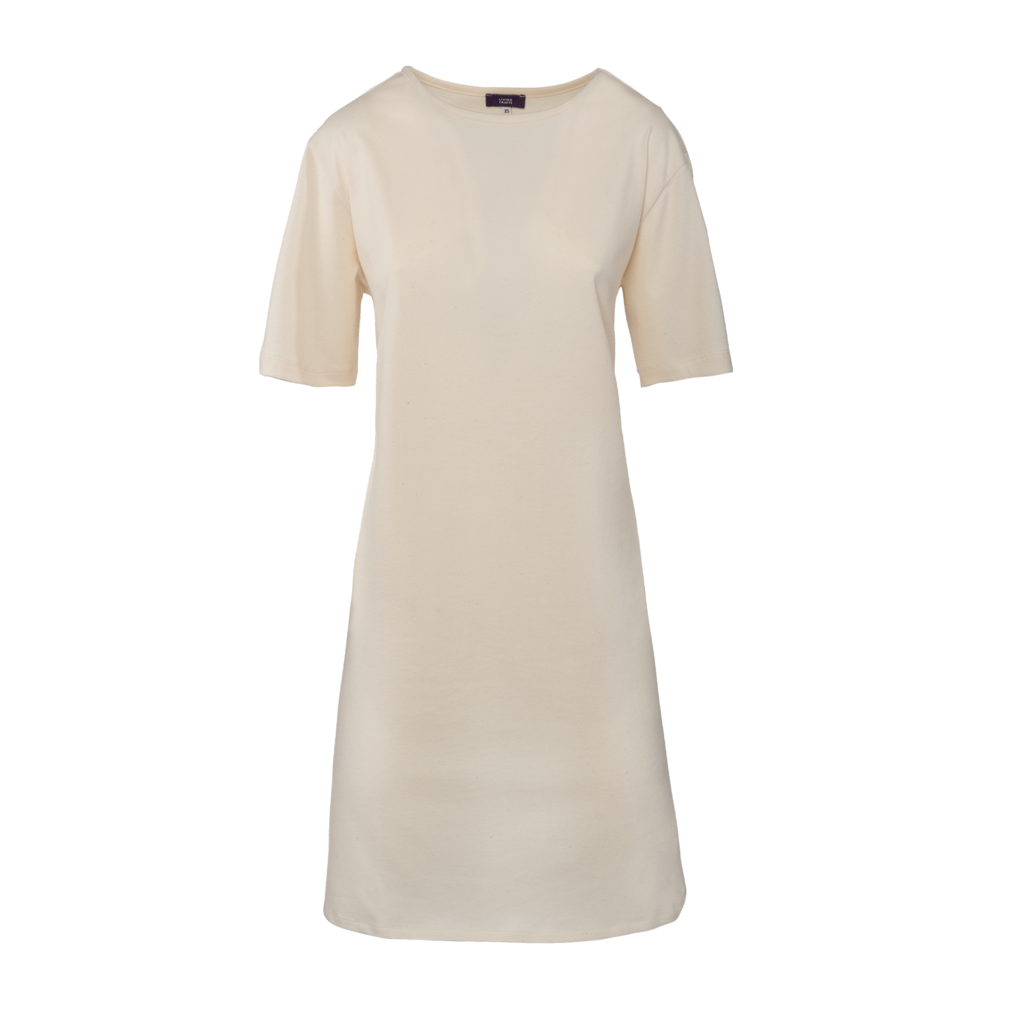 Elegant display of the organic cotton midi night shirt in natural light, highlighting its luxurious texture and understated beauty.