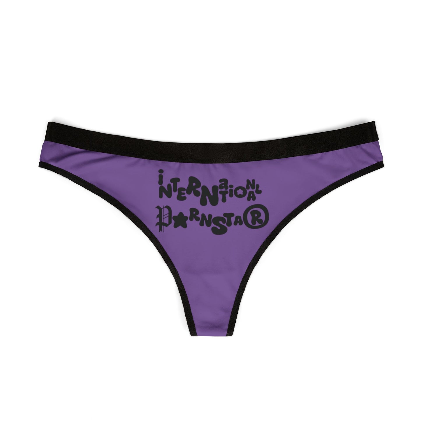 Cheeky Seductive Women's Thong with Playful Fonts and Star Graphic Design