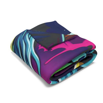 Luxurious Decorative and Warm Halloween Spooky Arctic Fleece Blanket folded, showcasing vibrant colours and intricate designs, perfect for seasonal charm.