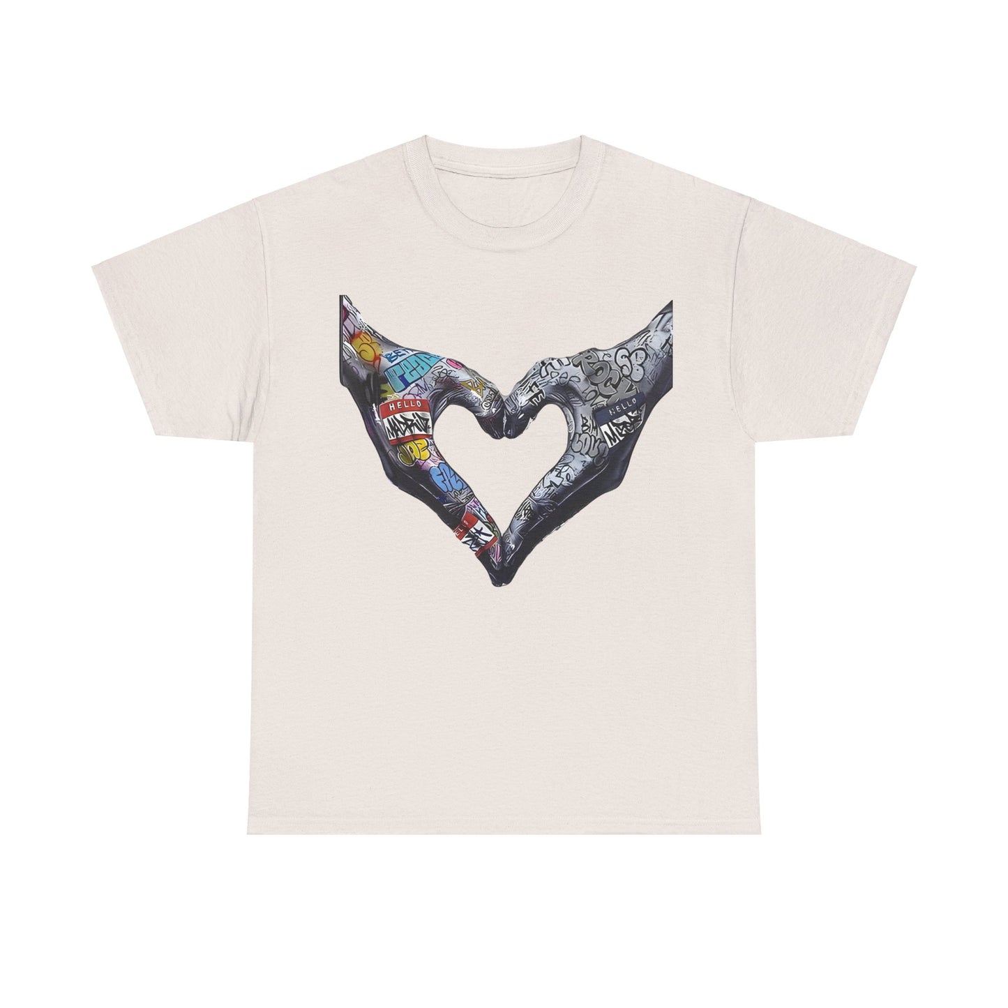 Graffiti Hands Tee, Love Graphic T-Shirt, Urban Streetwear Top, Unisex Cotton