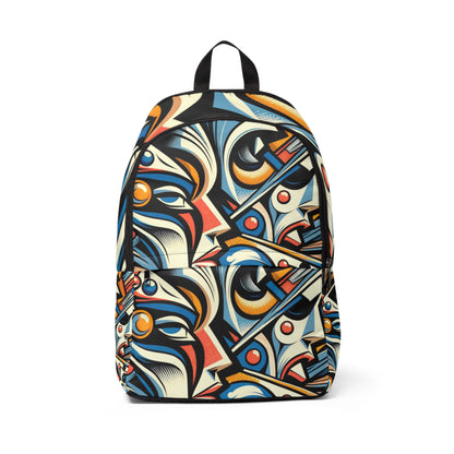 Pop Art Geometric Backpack by Dazzling Dreams Studio, showcasing modern expressionism with vibrant abstract cartoon designs, perfect for fashion-forward individuals.