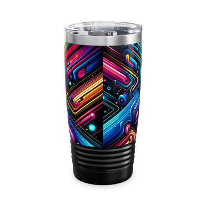 Stylish 20Oz Neon Brilliance Tumbler from Dazzling Dreams Studio highlighting its easy-grip ribbed bottom and modern aesthetic in vibrant colours.