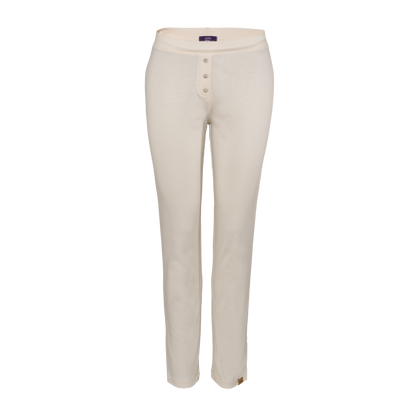 Elegant luxury organic cotton sleep leggings featuring a relaxed fit, perfect for home lounging or casual outings.