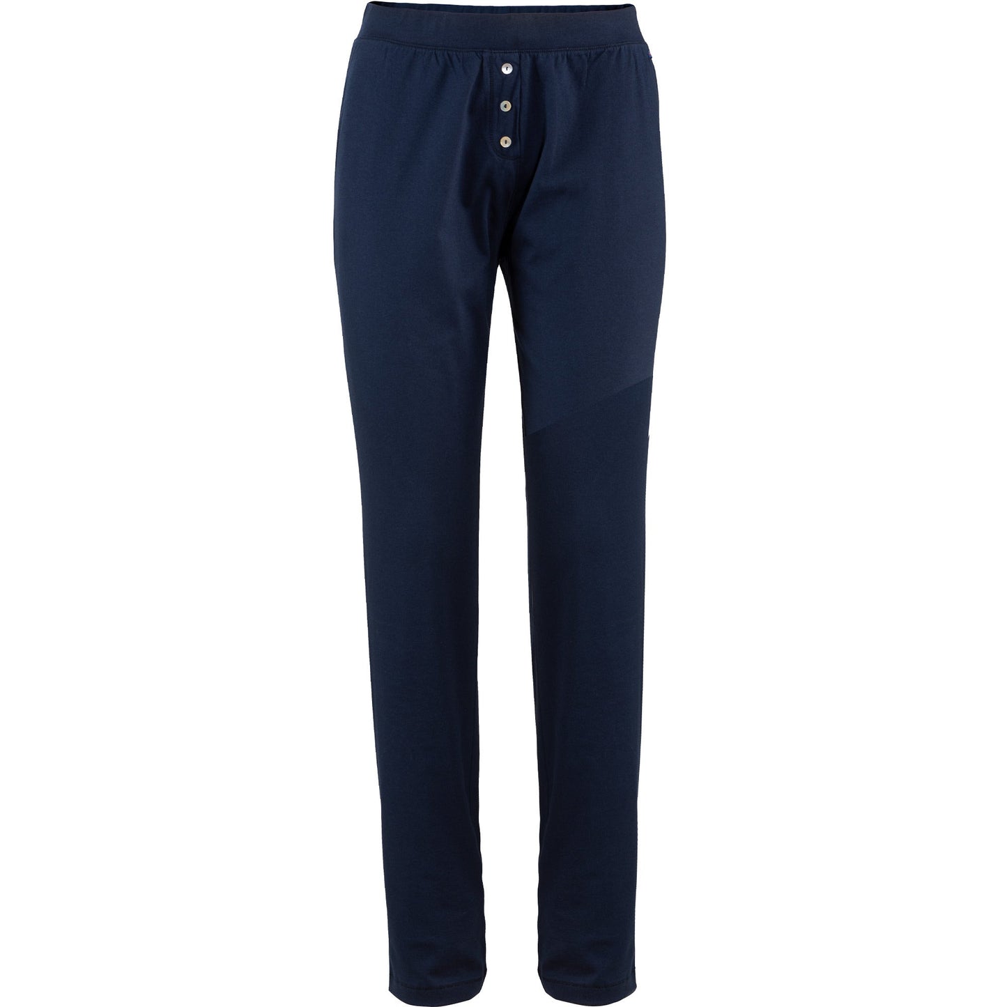 Side view of comfortable organic cotton sleep leggings for women, emphasising the flattering cut and luxurious fabric.
