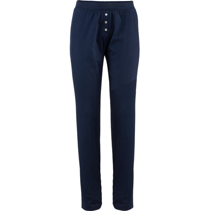 Side view of comfortable organic cotton sleep leggings for women, emphasising the flattering cut and luxurious fabric.