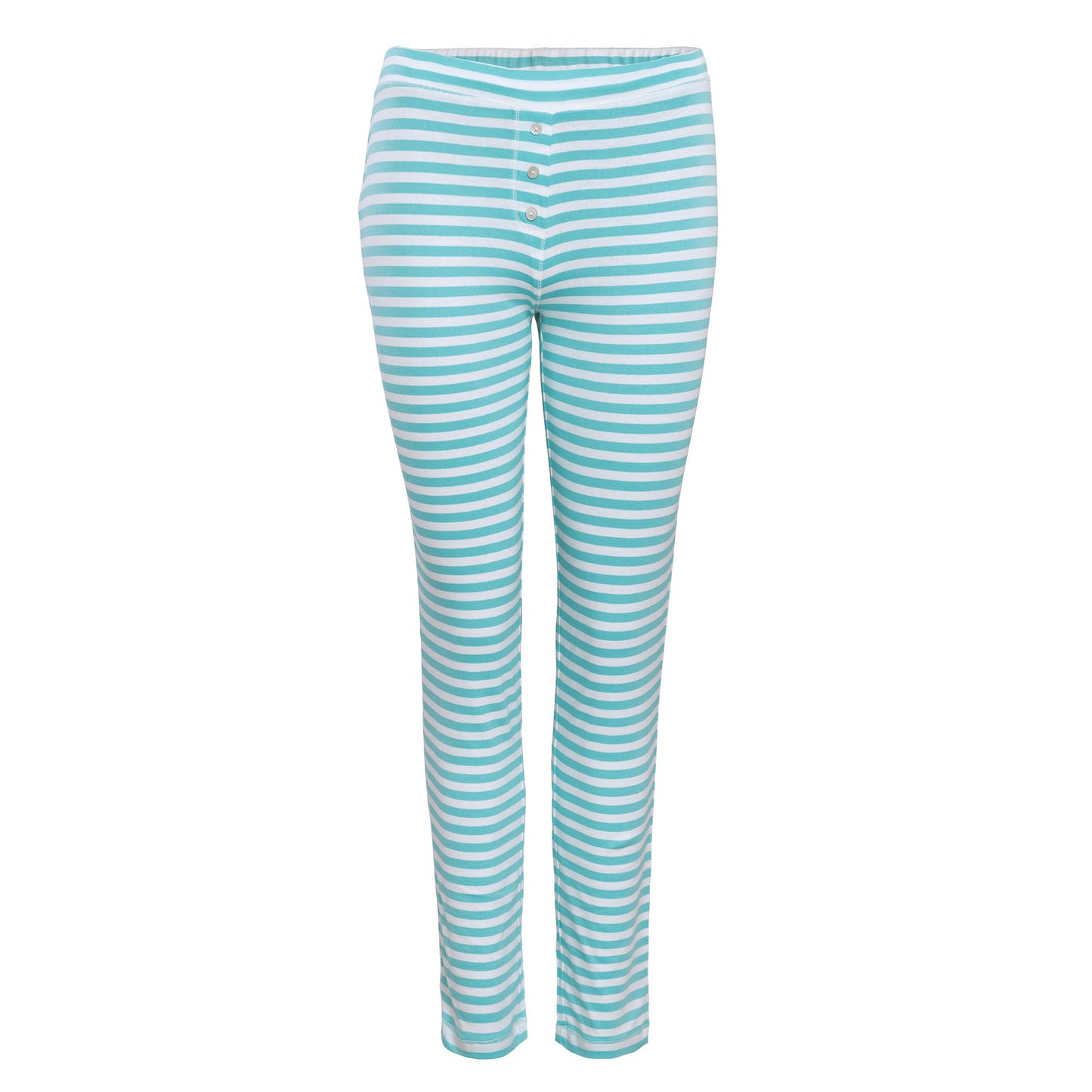 Close-up view of luxury organic cotton sleep leggings with a wide elasticated waistband, highlighting the soft texture and premium quality.