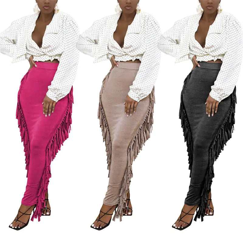 Women's Designer Tassel Long Skirt