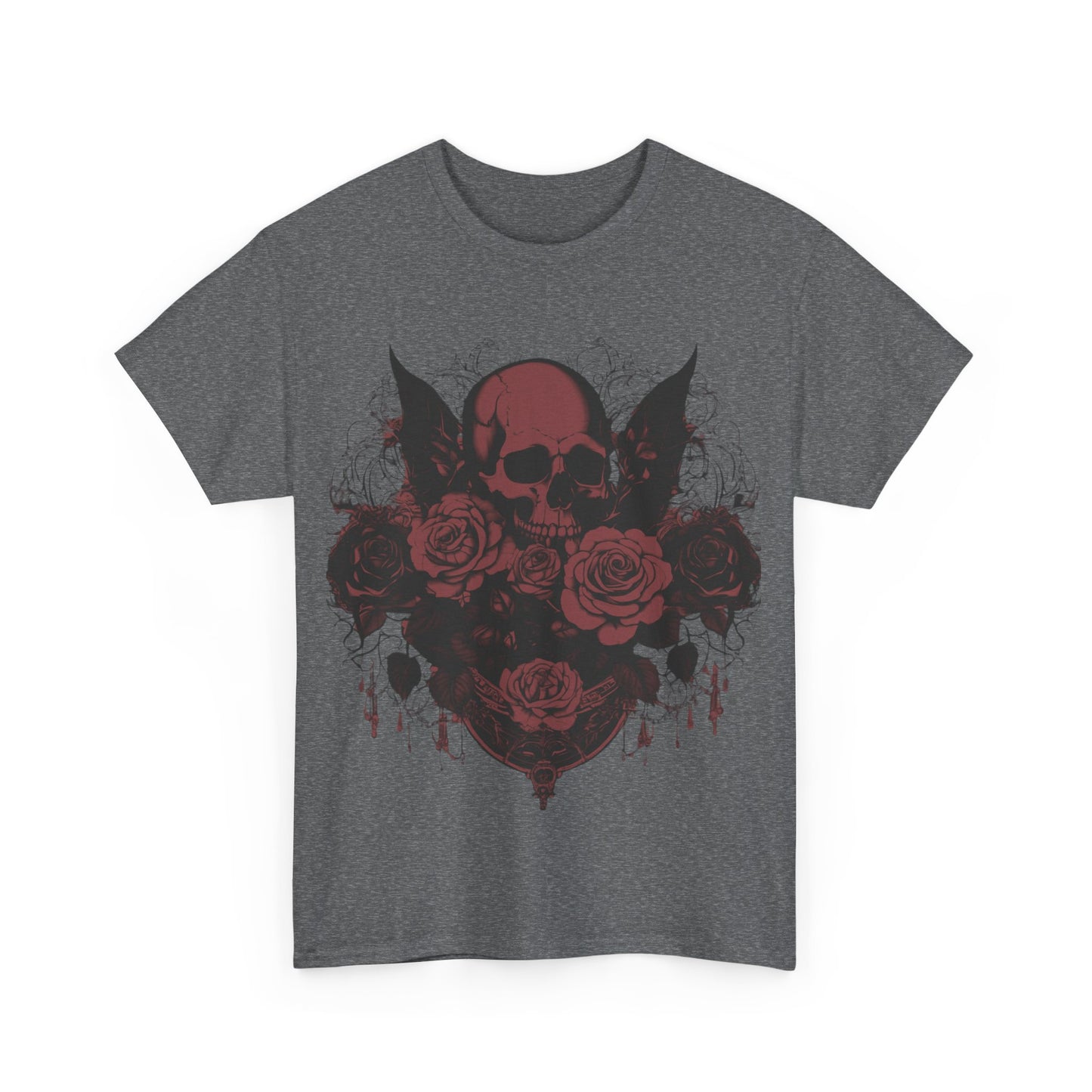 Skulls and Roses Cotton Tee, Unisex Graphic Shirt, 7 color choice