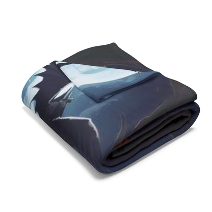 Folded view of the Decorative and Warm Halloween Spooky Arctic Fleece Blanket showcasing its soft texture and vibrant spooky design, ideal for cozying up during Halloween.