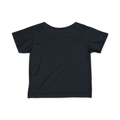 Sophisticated back view of a unisex baby’s computer game graphic tee in dark navy, designed for ages 6 months to 2 years.