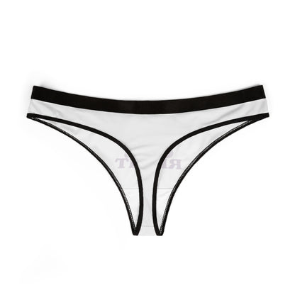 Classic women's thong in black and white with elegant stitching, showcasing a chic minimalist design.