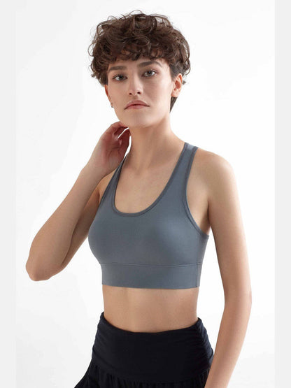 Stylish Eco-Friendly Women's Sports Bra featuring elegant design and sustainable materials, perfect for eco-conscious consumers.
