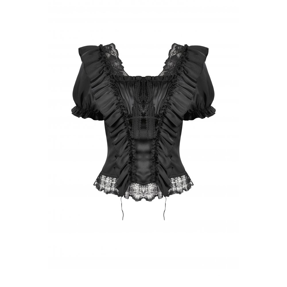 Full outfit display of the Dark in Love Black Seraphina Corset Top styled with complementary gothic accessories, perfect for enchanting evening events.