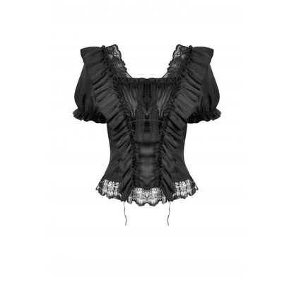 Full outfit display of the Dark in Love Black Seraphina Corset Top styled with complementary gothic accessories, perfect for enchanting evening events.
