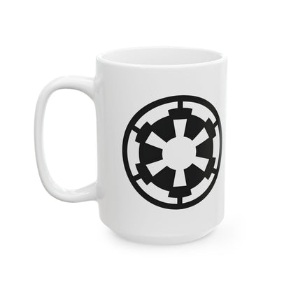 Transform your daily drink into an epic saga with the Galactic Empire Logo Star Wars Image Ceramic Mug—may the caffeine be with you!