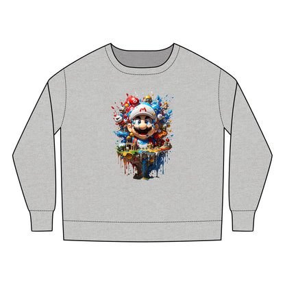 Unisex Kids' Gaming Sweatshirt Ages 2-7 Years - Vibrant Graphic Print on a grey backdrop featuring an eye-catching design that appeals to avid young gamers.