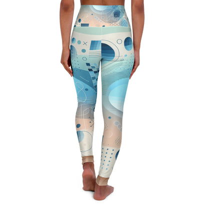 Versatile high-waisted leggings in soothing pastel blue gradations with an artistic abstract pattern, designed by Dazzling Dreams Studio for comfort and chic style.