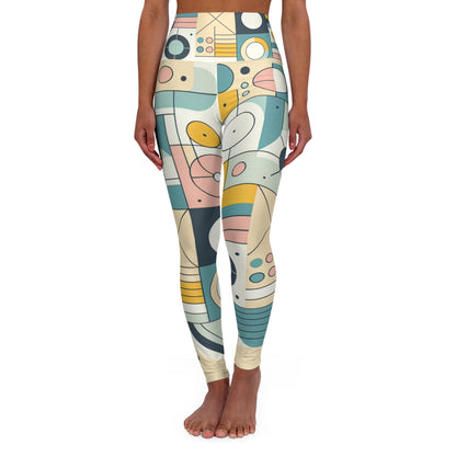 Dazzling Dreams Studio's Modern Pattern Pastel Leggings for women featuring a chic symmetrical design in vibrant pastel colours, perfect for stylish activewear.