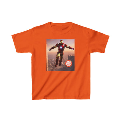 Chic Kids Iron Man Heavy Cotton T-Shirt in orange showcasing a dynamic Hulk graphic - ideal for bold young adventurers.