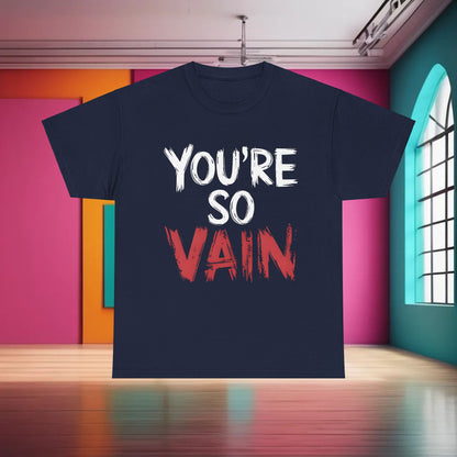 You're So Vain Graphic T-Shirt in navy blue, elegantly crafted with a bold graphic, ideal for expressing sophistication.