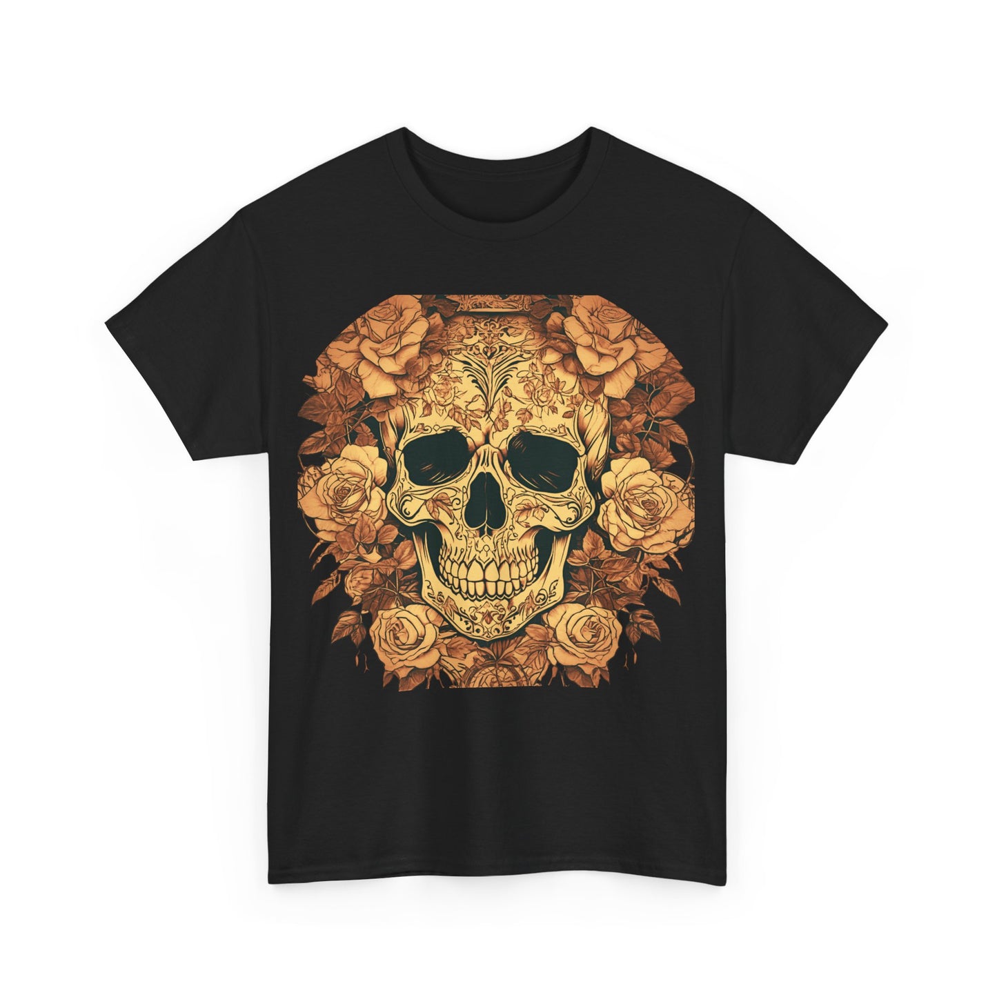 Skulls and Roses Cotton Tee, Unisex Graphic Shirt, 7 color choice