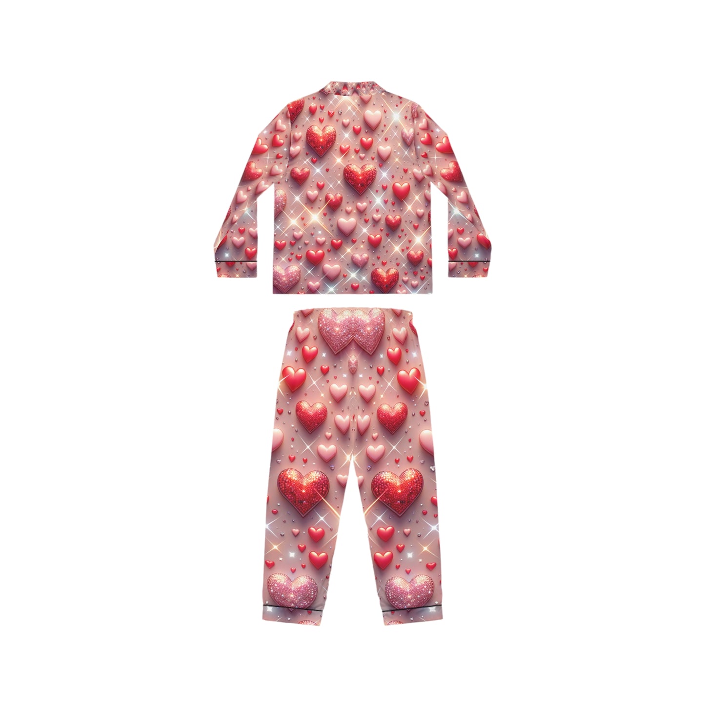 Women's Satin Pajamas Glittering Hearts