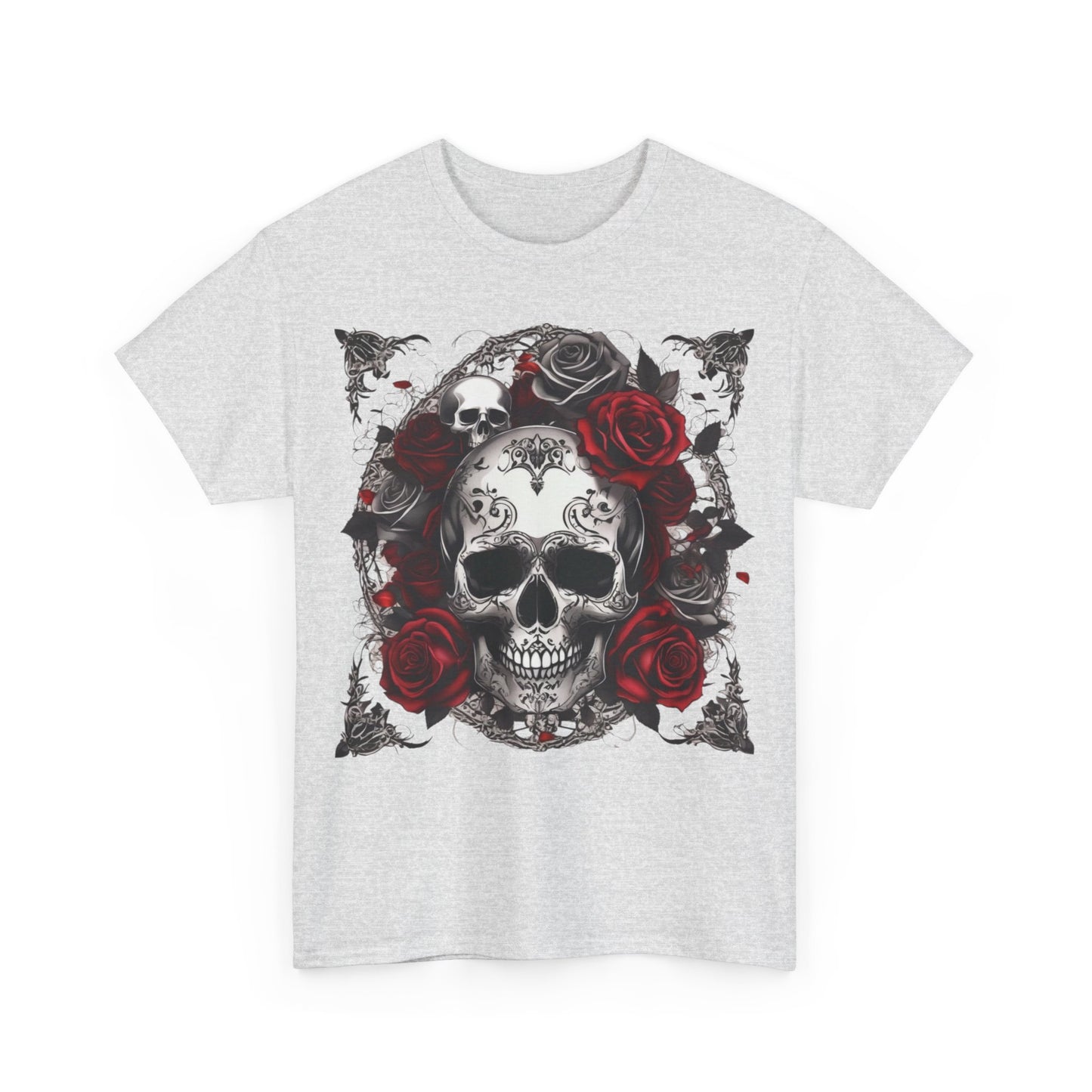 Skulls and Roses Cotton Tee, Unisex Graphic Shirt, 7 color choice